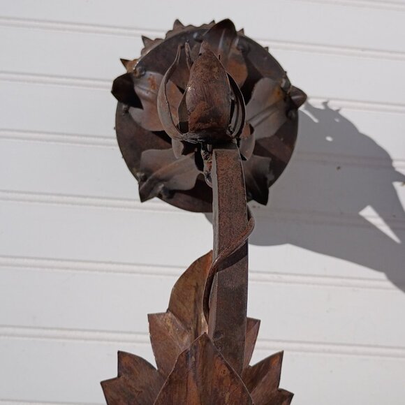 Large Metal Wall Sconces Candelabras Torch Candle Holder Mexican MCM Vtg 16 inch - Picture 16 of 16